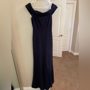 Navy Blue Off-the-Shoulder Maxi Dress